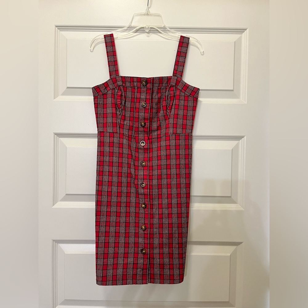 XS Hollister Red Plaid Dress